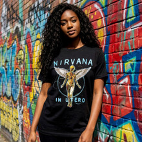 Black Nirvana In Utero T-shirt with angel artwork